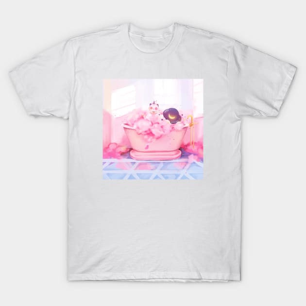 Pink Foam T-Shirt by Miya Gu Art